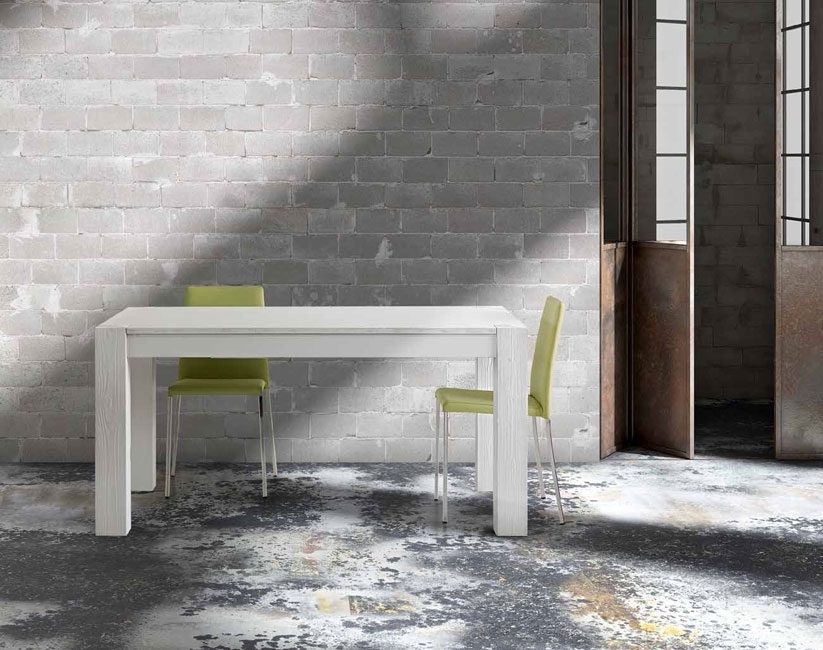 TAVOLO ALLUNGABILE CM 140X90 LEGNO DI ABETE BIANCO SPAZZOLATO 