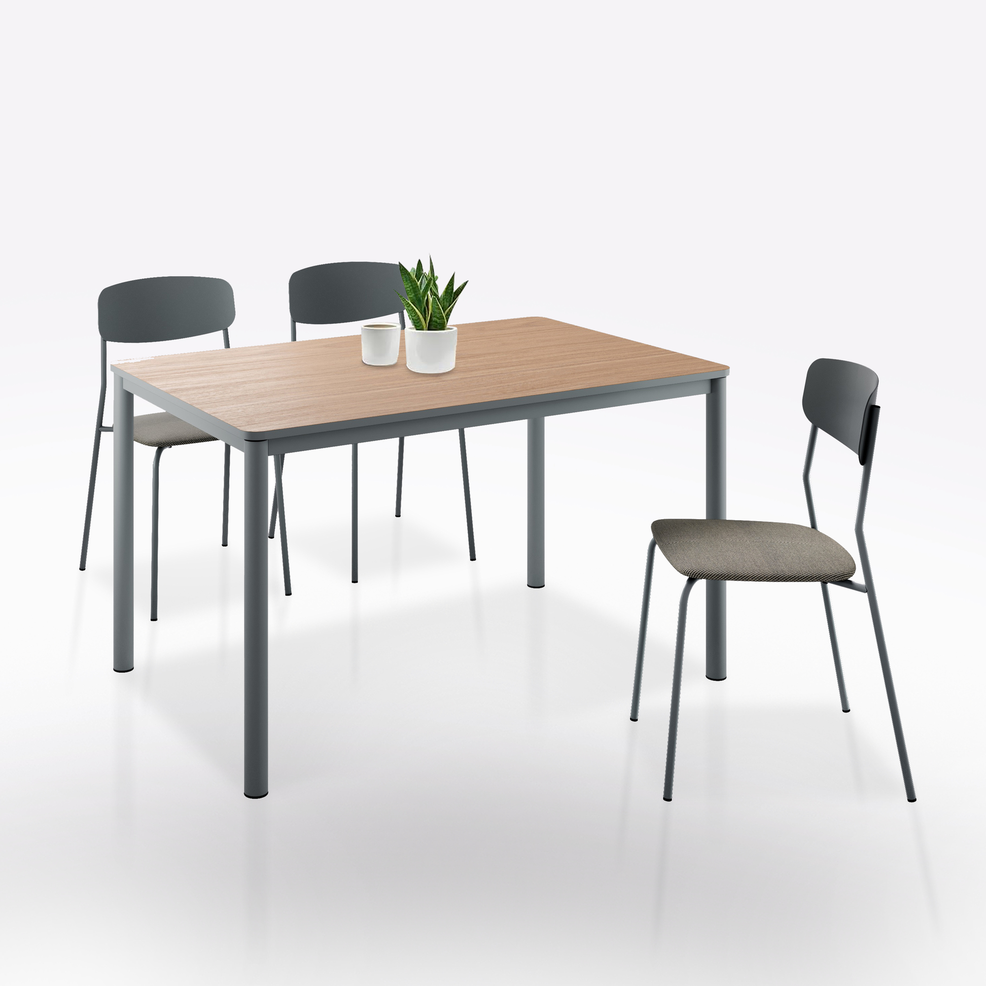 TAVOLO MOD. LUX ALL. CM 110X70 PIOMBO E NOCE STELVIO