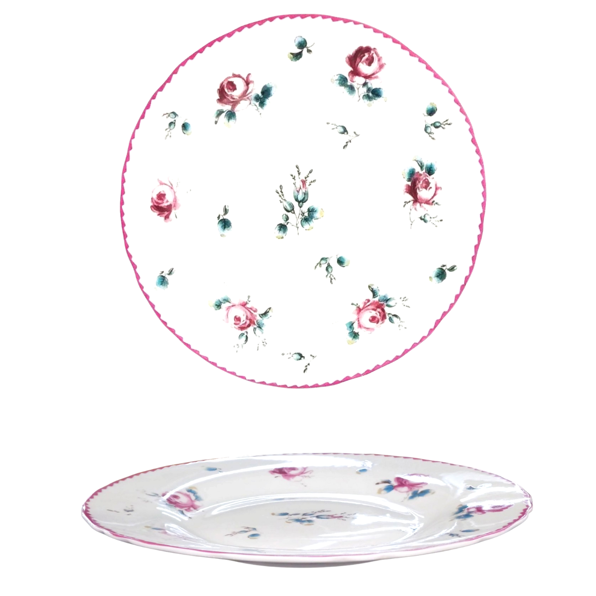 PIATTO PIANO FIORI 1 IN PORCELLANA BIANCO CON DECORO DIAM. 27CM
