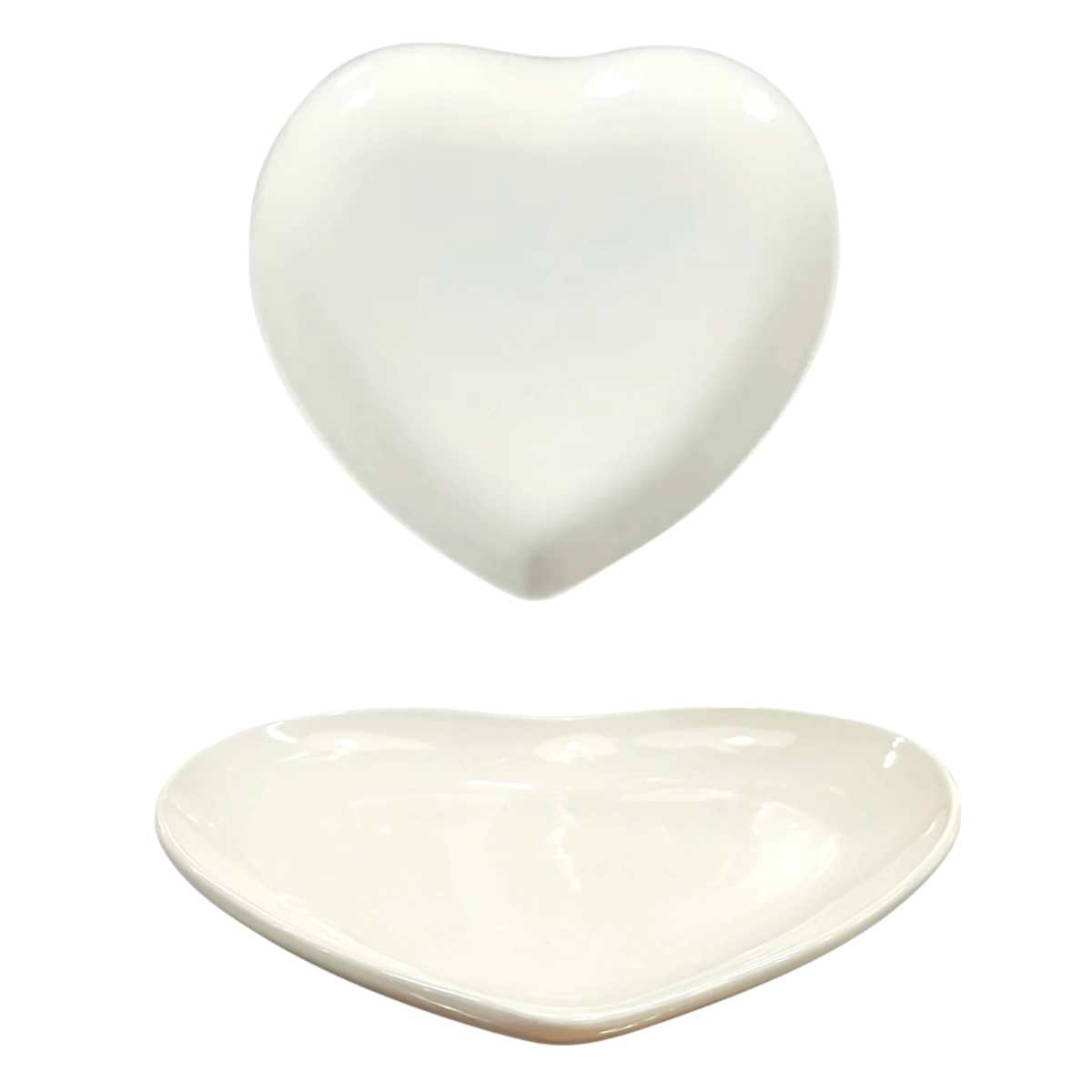 PIATTO PIANO CUORE IN CERAMICA CREMA 25X25CM