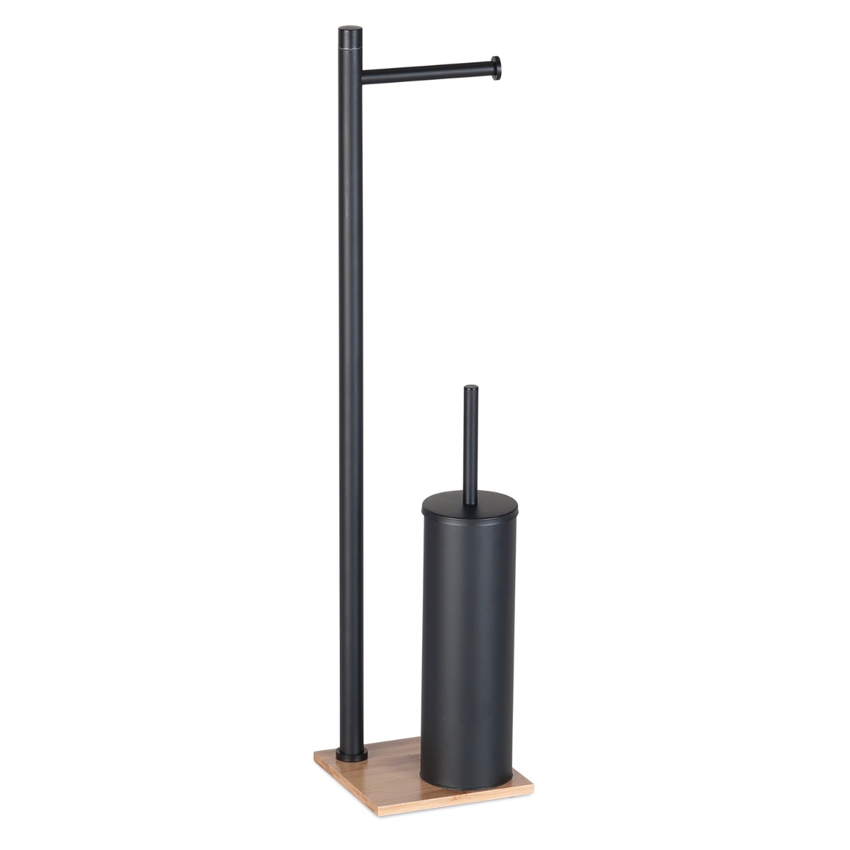 LINEA TRILLY - PIANTANA PORTA ROTOLO E PORTA SCOPINO NATURALE/NERO MATT