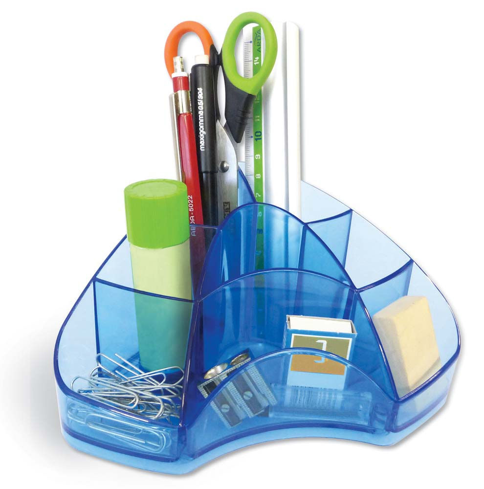 ARDA - ORGANIZER PER SCRIVANIA BLU TRASPARENTE
