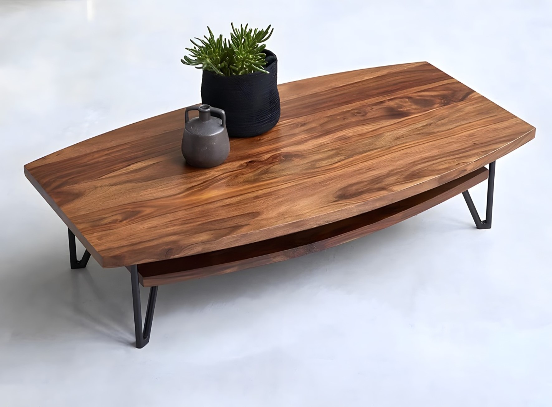 TAVOLINO MOD. SNV-04 CM 115X60 H.30 IN LEGNO DI SHEESHAM TINTA STONE