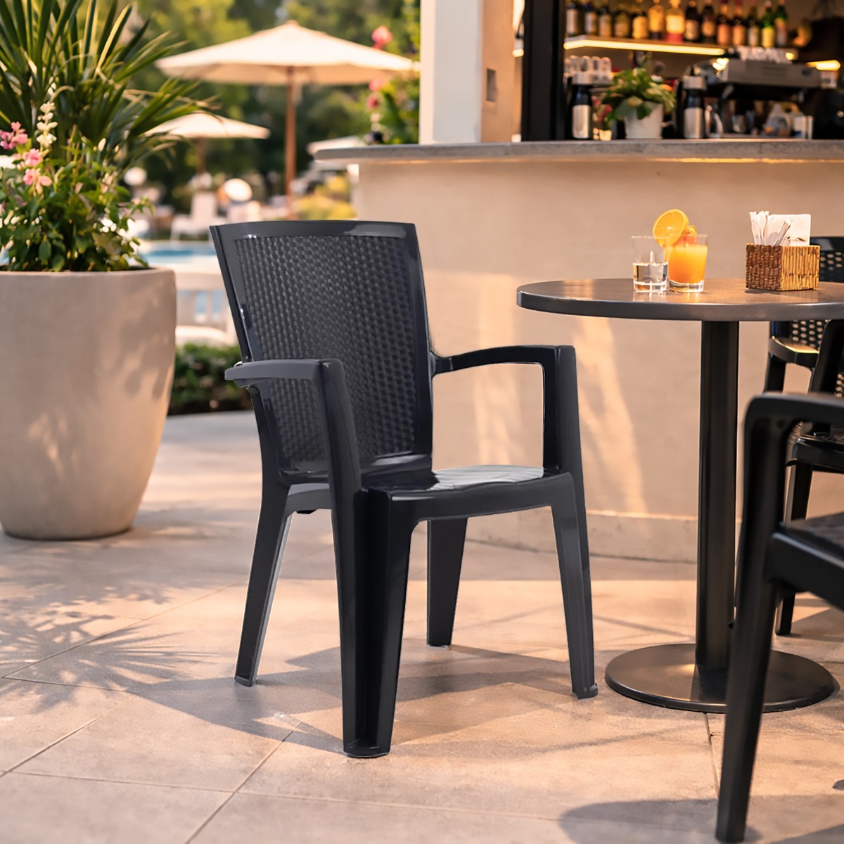 SEDIA DA ESTERNO MOD. VISION IN POLIPROPILENE ANTRACITE