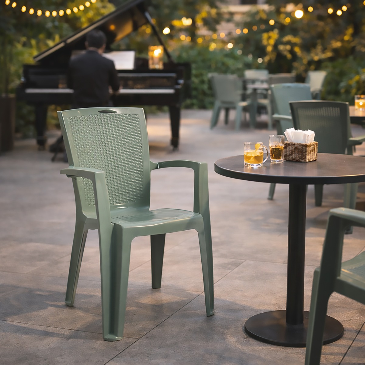 SEDIA DA ESTERNO MOD. VISION IN POLIPROPILENE SALVIA 