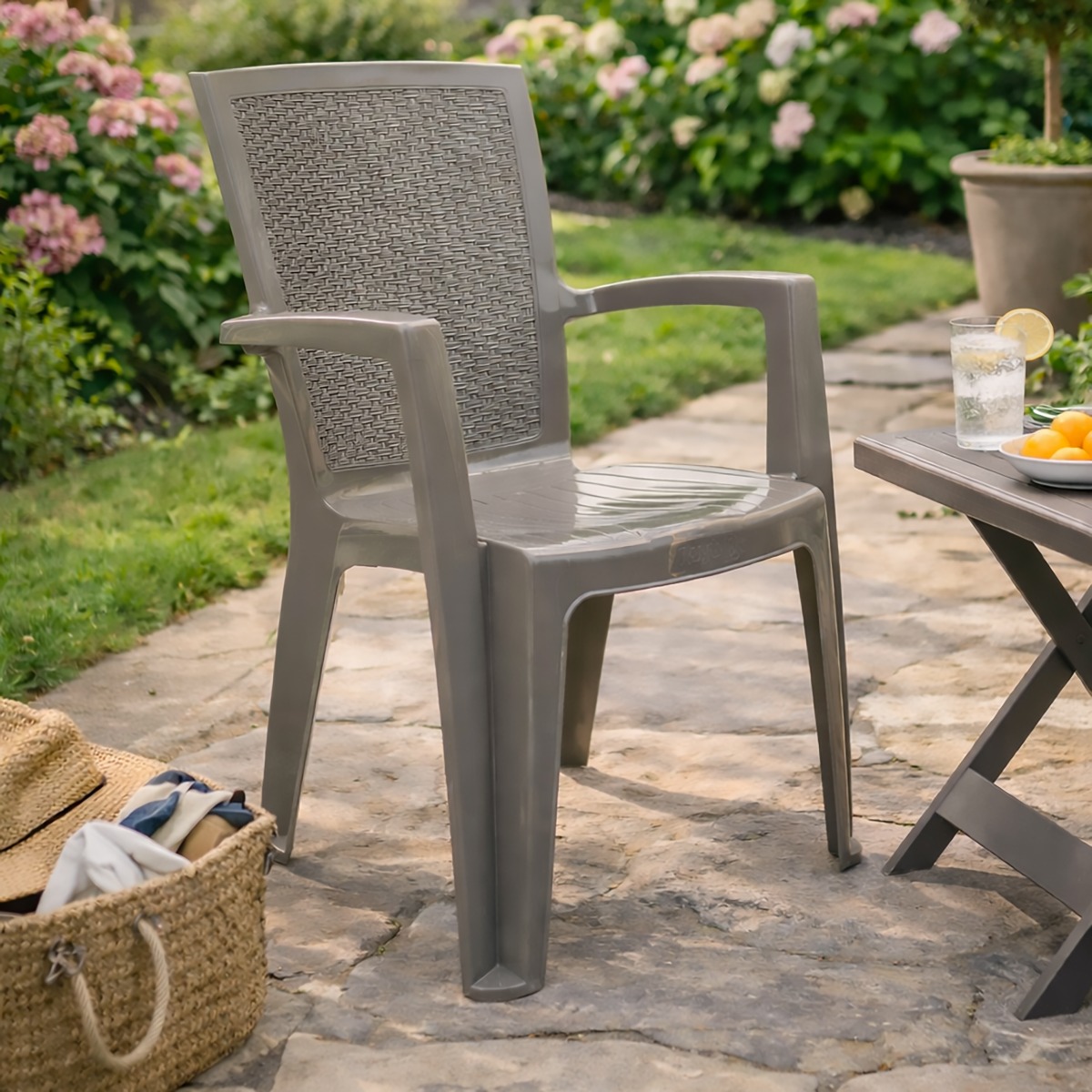 SEDIA DA ESTERNO MOD. VISION IN POLIPROPILENE TAUPE